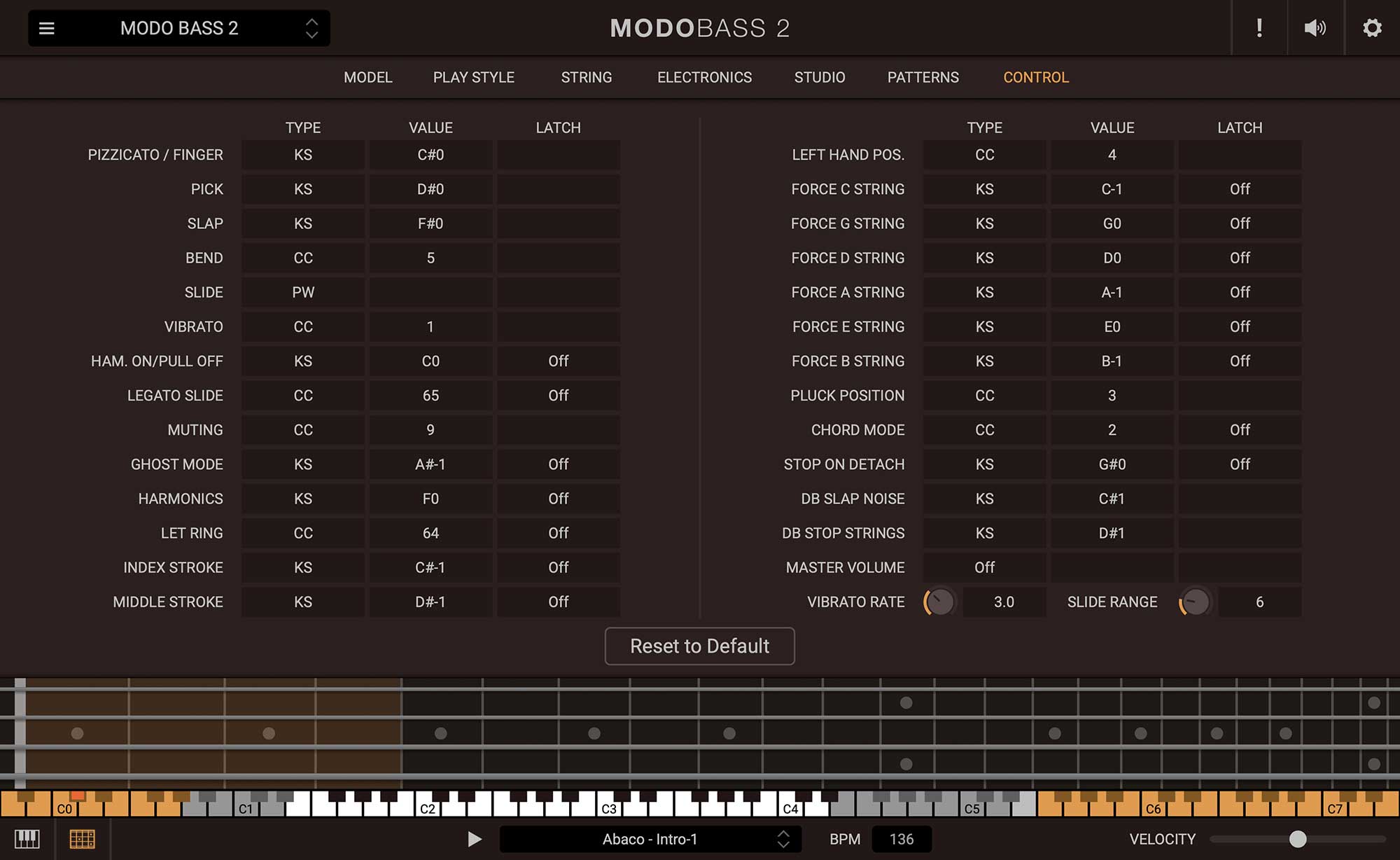MODO BASS 2 - MIDI CONTROL