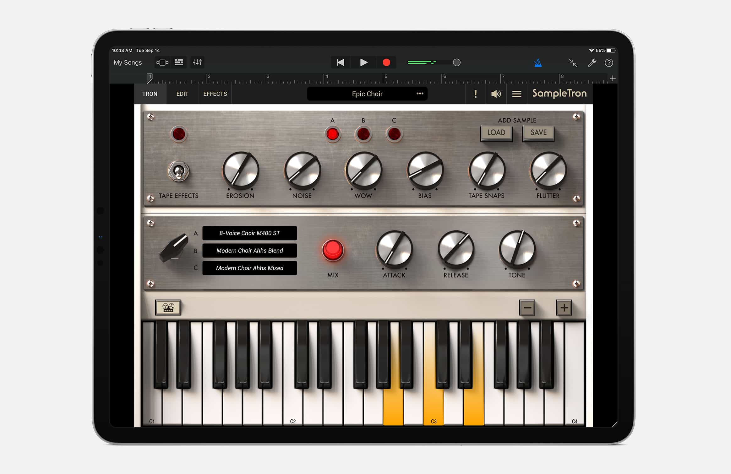sampletron2 for iPad hosted